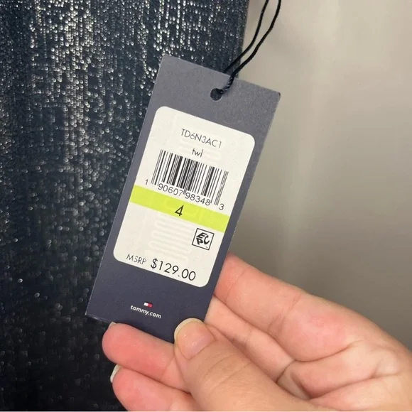Tommy Hilfiger- Navy and Silver Metallic Dress - Size 4 - Picture 3 of 7